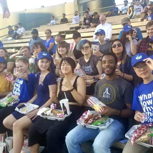Summer students at a Dodgers game. 